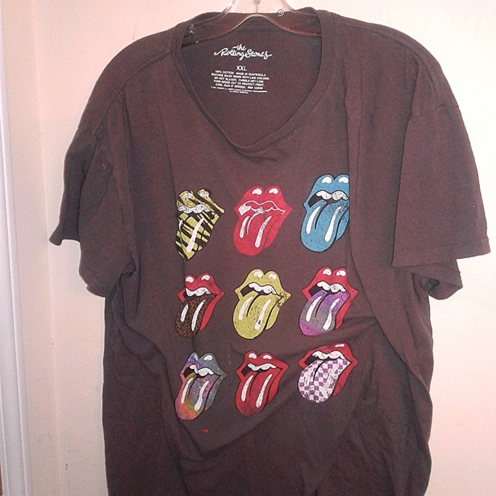 Rolling Stones T-Shirt Classic Tongue Logo Black Short Sleeve SZ:XXL Cool Summer